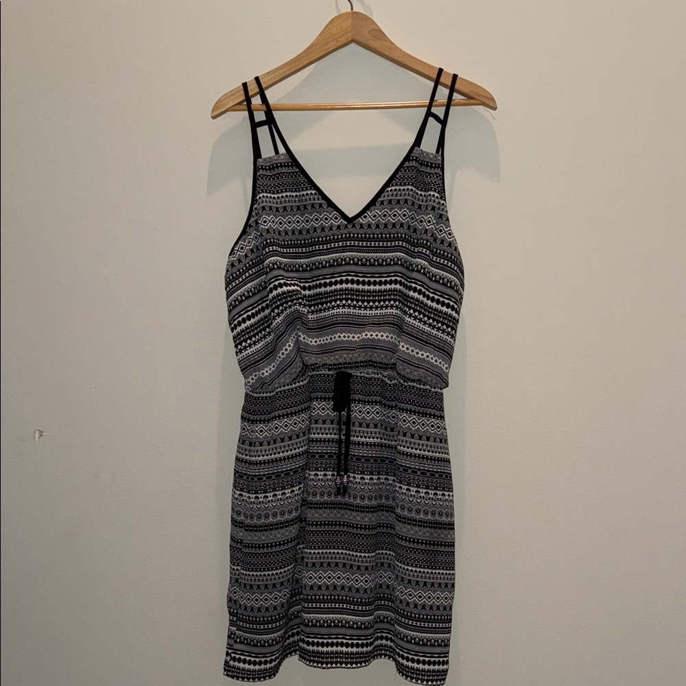 City Triangles Black and White Striped Midi Dress